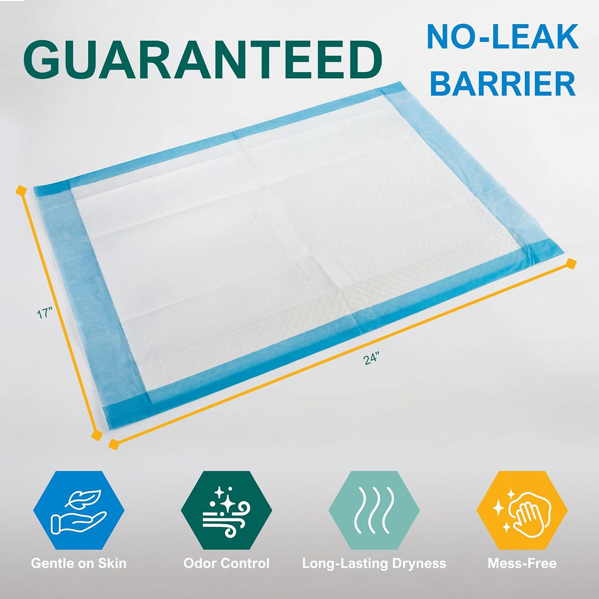 Medpride Disposable Underpads - Super Absorbent Incontinence Pads | 17'' x 24'' | 100-Count for Kids, Adults, Elderly