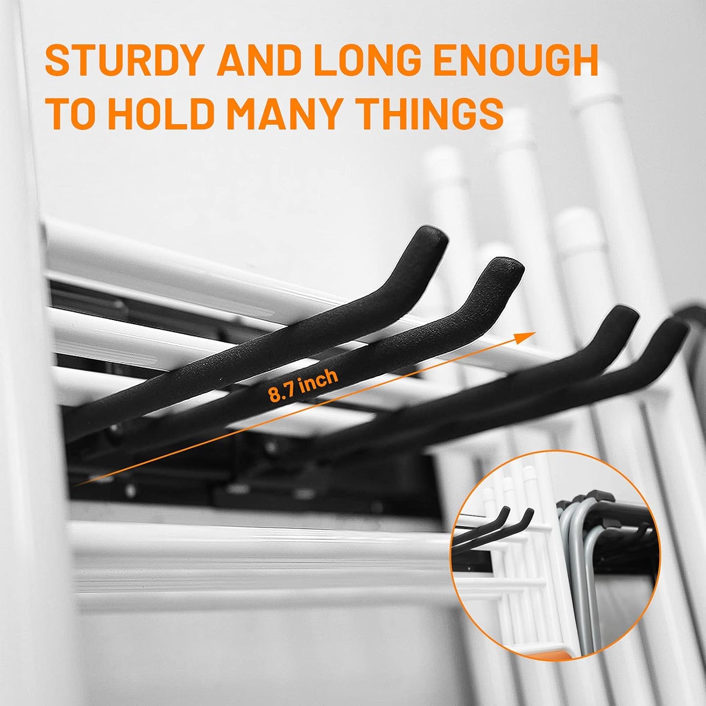 Wallmaster Garage Storage Organizer - Heavy Duty Wall Mount Tool Rack with 6 Adjustable Hooks | 48-Inch, 450lb Capacity