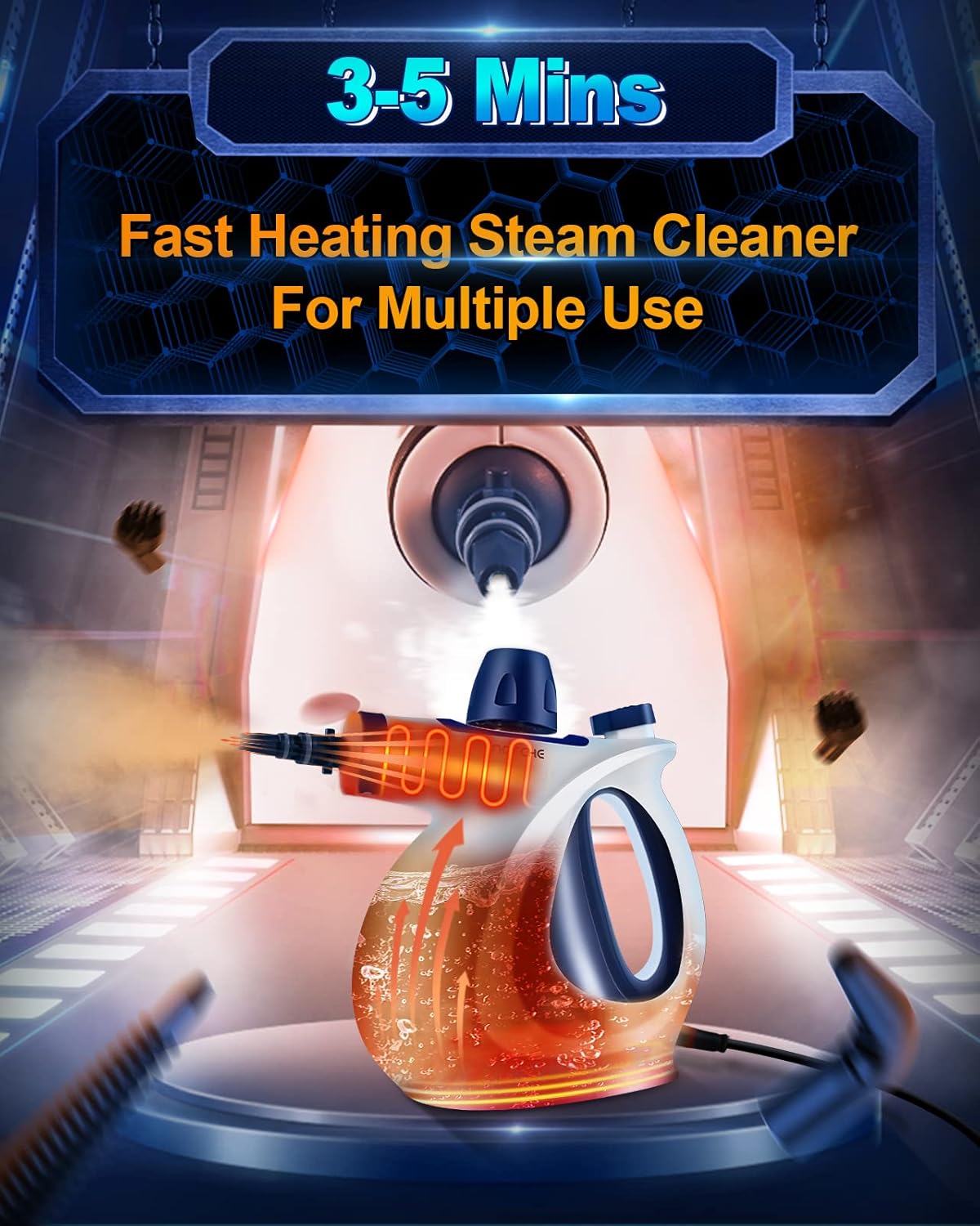 Skiennix Handheld Steam Cleaner - Multi-Surface Pressurized Steamer with 11-Piece Accessory Set | All-Natural Cleaning Solution for Home, Car, and Upholstery