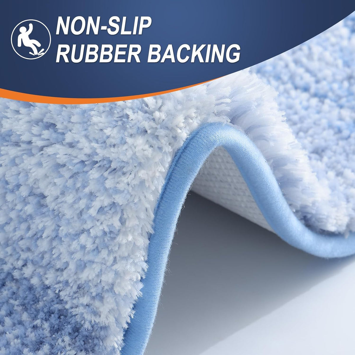 OLANLY Bathroom Runner Rug - Extra Soft Microfiber Mat with Rubber Backing | Quick Dry, Washable, Light Blue 59x20
