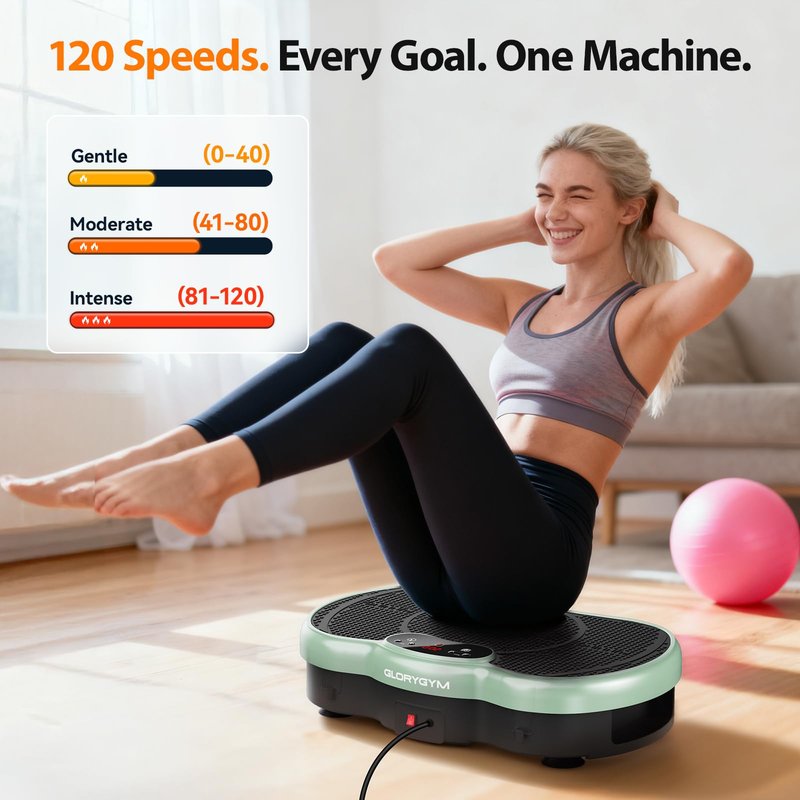Vibration Plate for Weight Loss & Lymphatic Drainage, Professional Full Body Vibration Machine with Wider Platform, Ultra Stable & Quiet, 120 Speeds, 330lbs Capacity, Home Fitness System