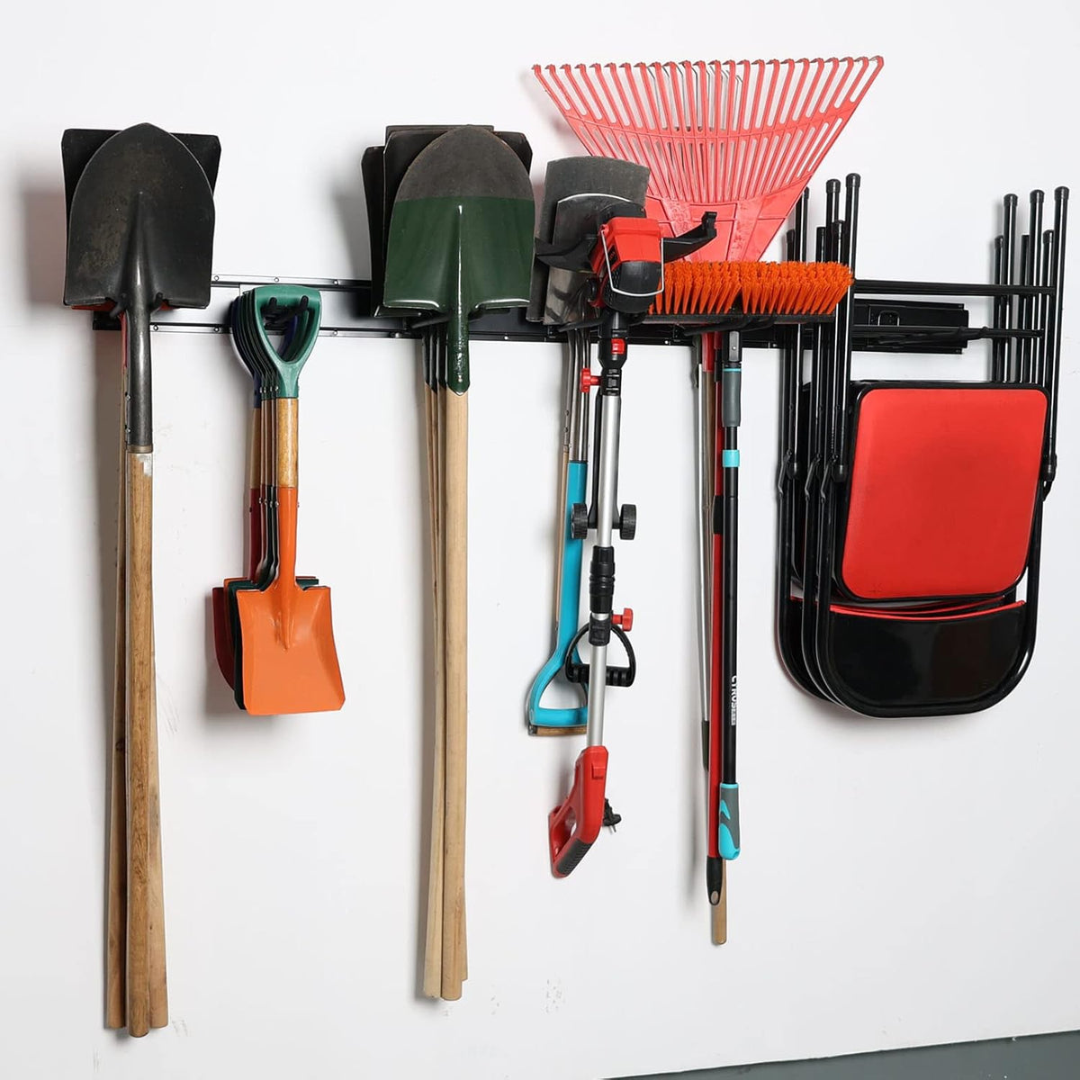 Wallmaster Garage Storage Organizer - Heavy Duty Wall Mount Tool Rack with 6 Adjustable Hooks | 48-Inch, 450lb Capacity