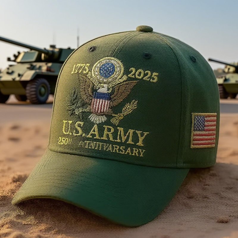 250th Anniversary Army Hat, Adjustable Embroidered Baseball Cap Anniversary Tribute Hat for Veterans Patriots
