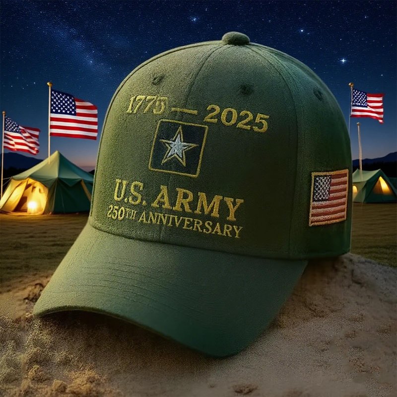 250th Anniversary Army Hat, Adjustable Embroidered Baseball Cap Anniversary Tribute Hat for Veterans Patriots