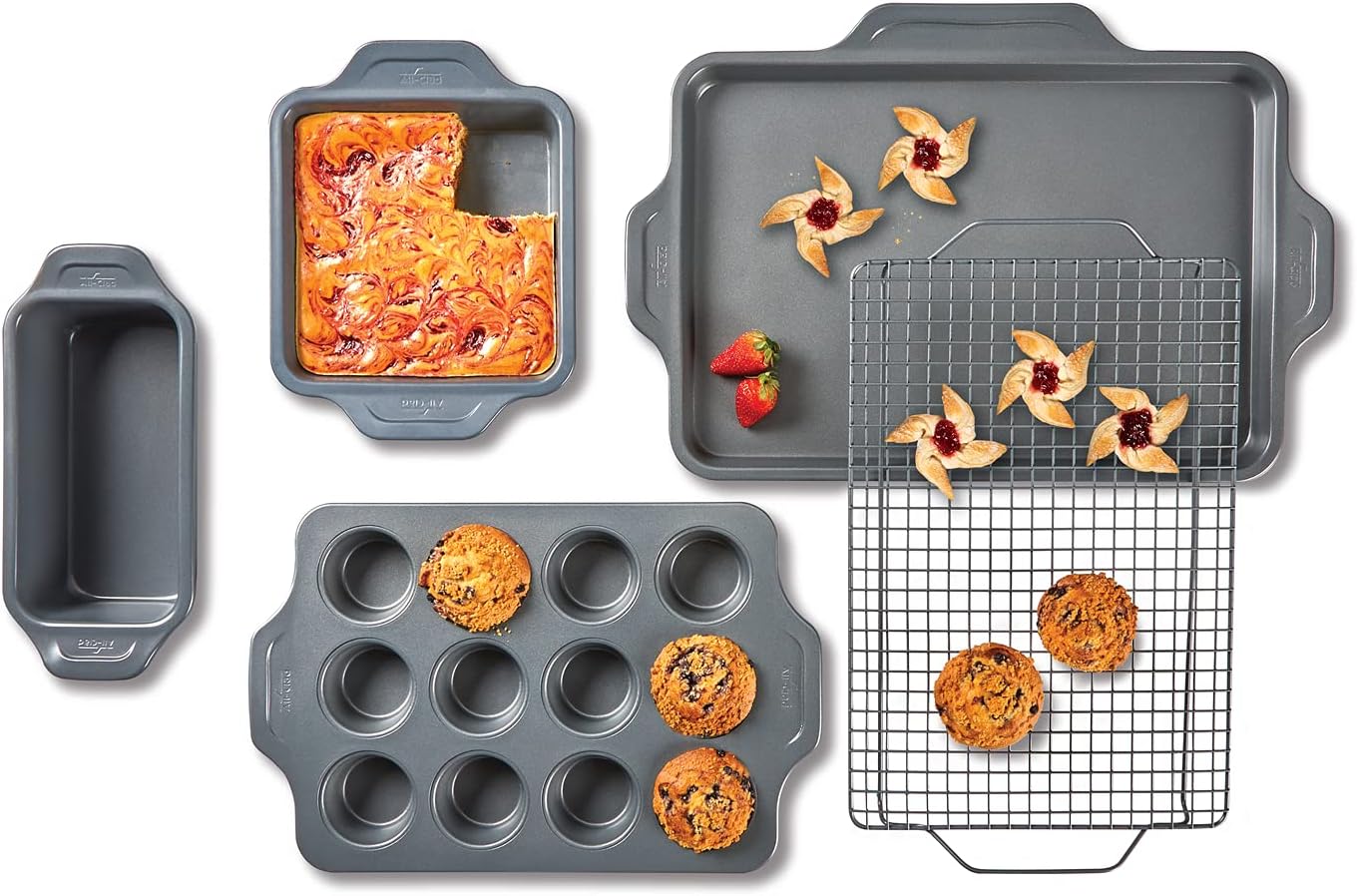 All-Clad Pro-Release Nonstick Bakeware Set - 5-Piece Oven Safe Set | Includes Cookie Sheet, Muffin Pan, & More