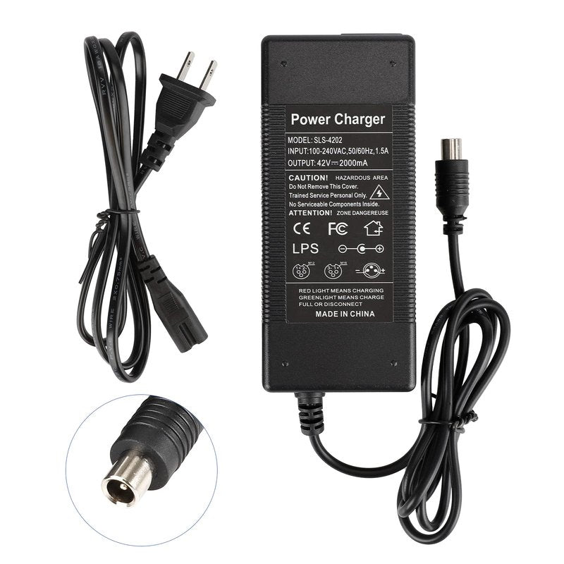LUCK4U Electric Scooter Charger 42V 2A Power Adapter for Xiaomi and Segway Ninebot Multiple Security Protection Universal Lithium Battery Power Supply - US Plug