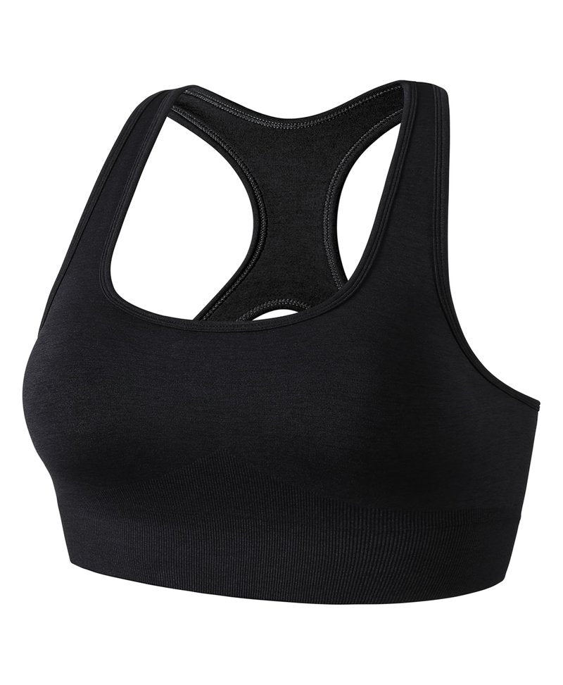 TomTiger Sports Bras for Women High Impact Racerback Removable Padded Seamless Yoga Workout Activewear Bra (Black,M)