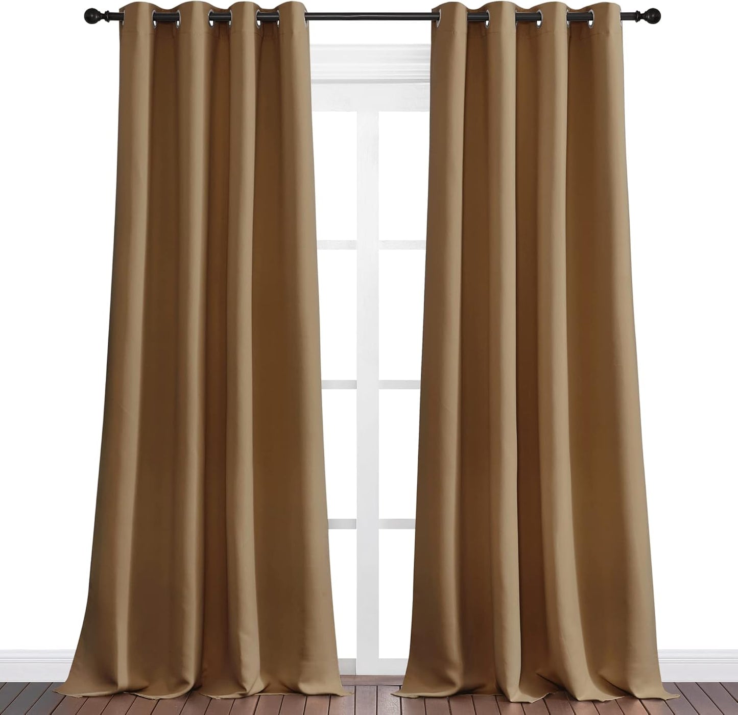 NICETOWN Blackout Curtains - 102-Inch Length, Noise-Reducing, 2 Panels in Gold Brown | W55 x L102 for Luxury Decor