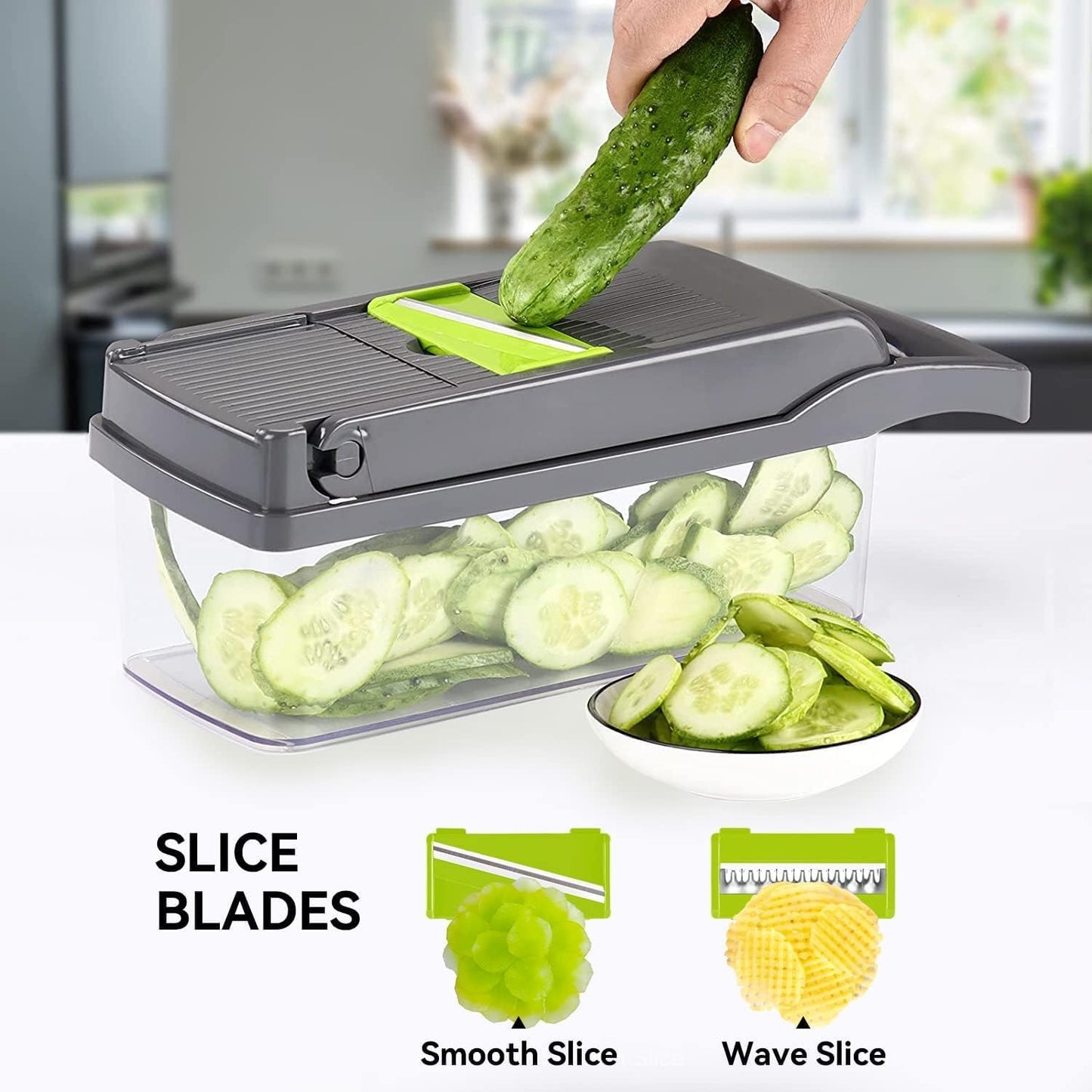 Badelite Multi-Function Vegetable Chopper - 12-in-1 Pro Veggie Slicer & Dicer with Container for Easy Meal Prep