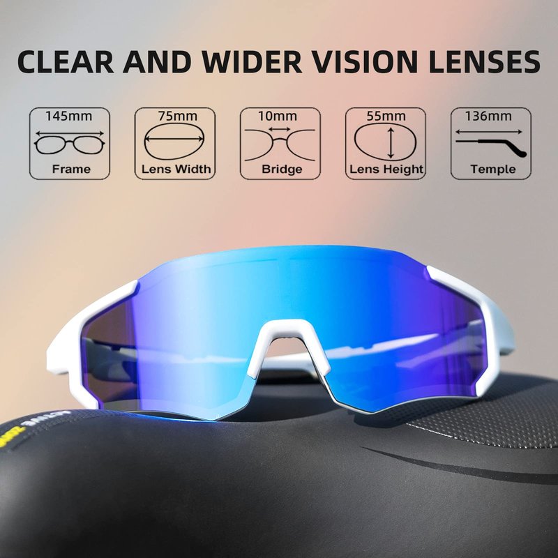 ROCKBROS Polarized Sunglasses for Men Women UV400 Protection Cycling Bike Glasses TAC Lightweight Frame Driving Fishing Golf Sunglasses，Blue