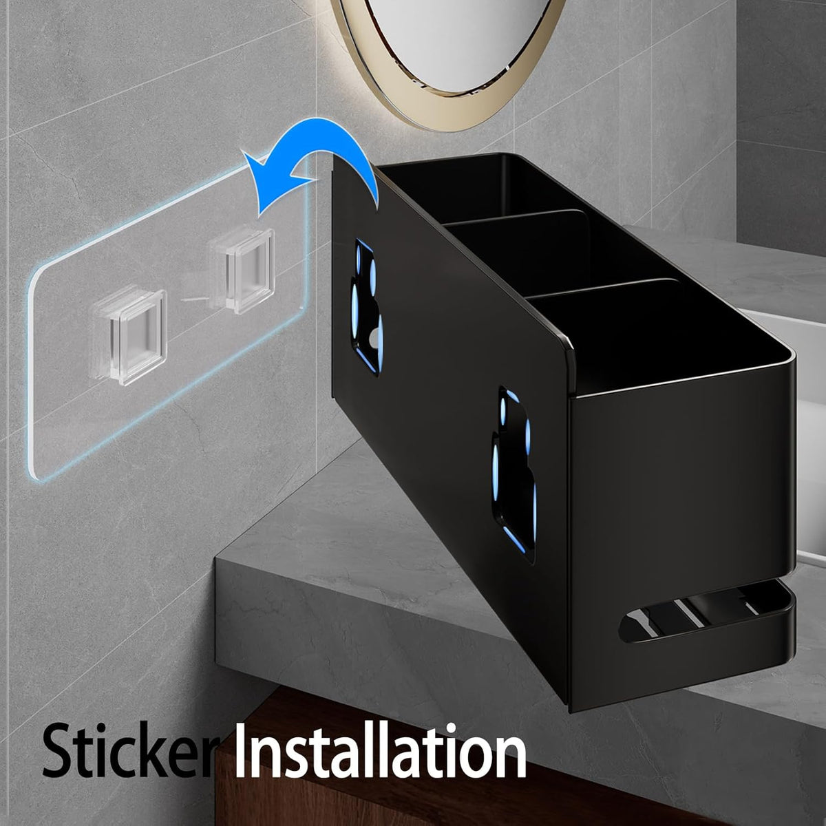 Skiennix Aluminum Electric Toothbrush Holder - Wall Mounted Design | Black, Three Slot Storage