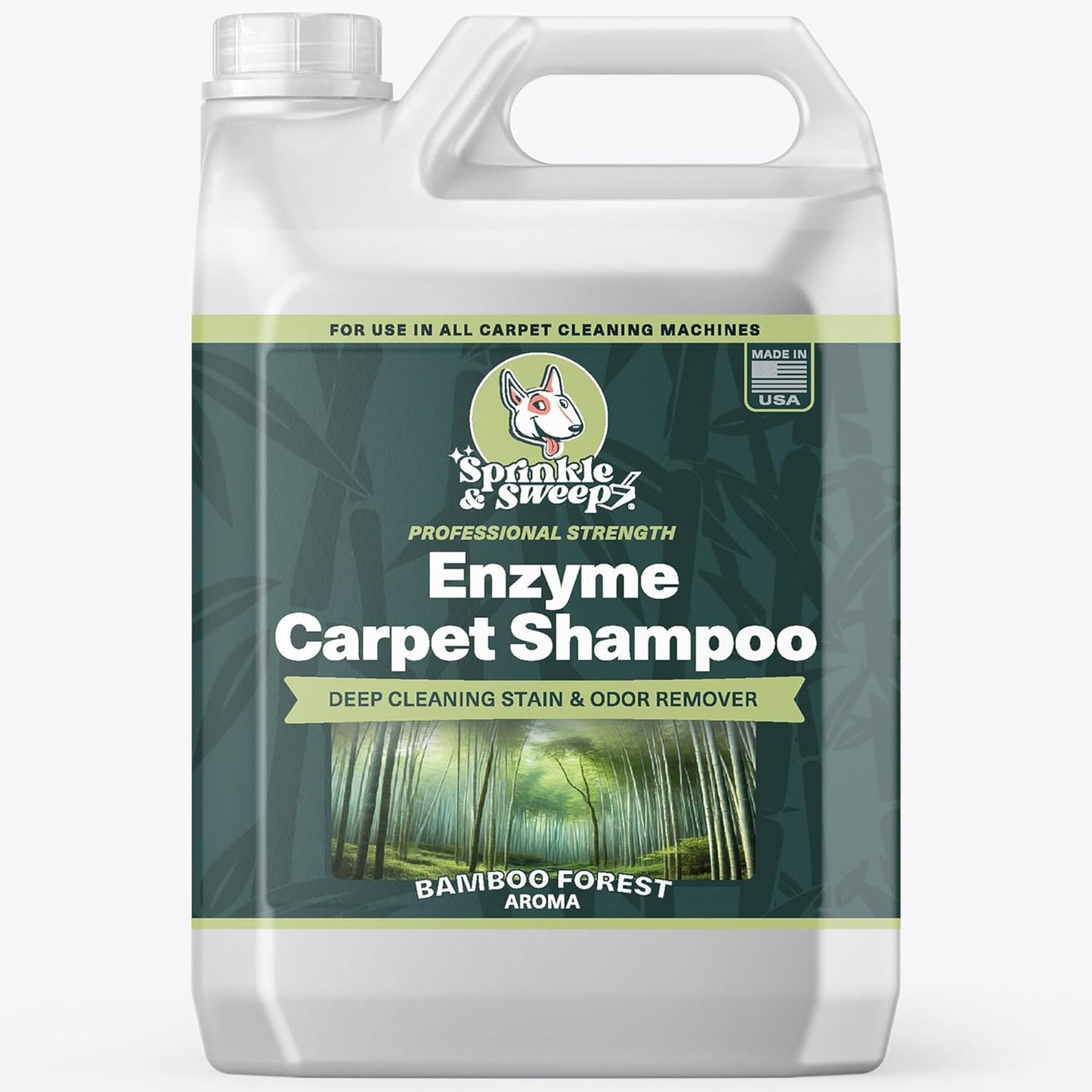Sprinkle & Sweep Enzyme Carpet Shampoo - 64oz Deep Cleaning Pet Stain & Odor Remover | Urine & Accident Solution