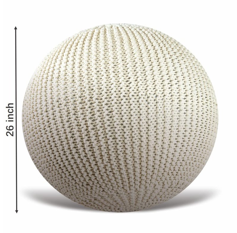 ART pinecone Woven Cotton Rope Yoga Ball Cover – 65 cm / 26" Fit Exercise Ball Chair Cover, Non-Slip & Washable, Decorative Balance Ball Cover for Home, Office & Fitness (Warm Ivory)