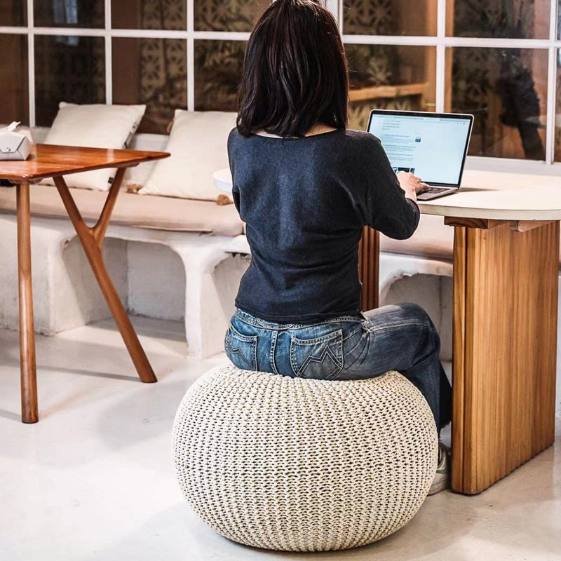 ART pinecone Woven Cotton Rope Yoga Ball Cover – 65 cm / 26" Fit Exercise Ball Chair Cover, Non-Slip & Washable, Decorative Balance Ball Cover for Home, Office & Fitness (Warm Ivory)