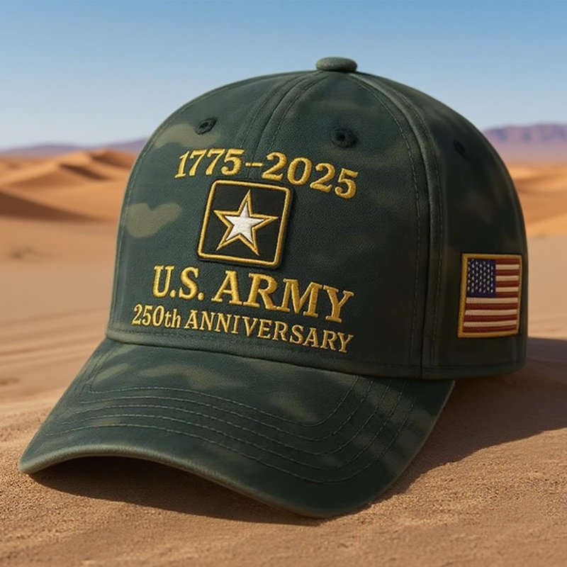 250th Anniversary Army Hat, Adjustable Embroidered Baseball Cap Anniversary Tribute Hat for Veterans Patriots