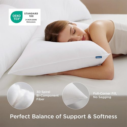 Bedsure Queen Size Pillows - Soft Down Alternative Bed Pillows for All Sleep Positions, 28"x19", White, Set of 2