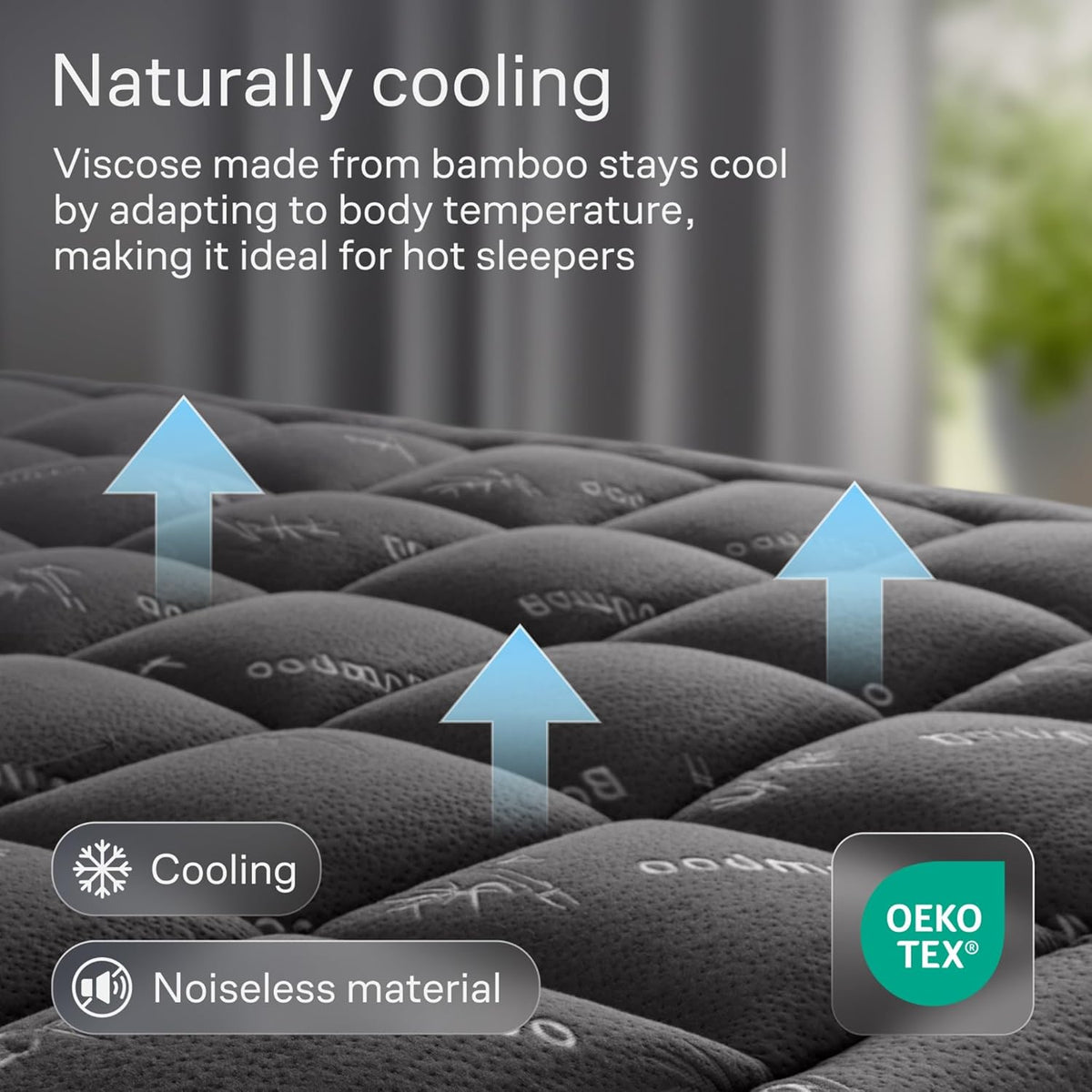 Niagara Sleep Solution King Size Mattress Topper - Ultra Soft Bamboo Viscose Pillow Top for Back Pain Relief | Naturally Cooling, Dark Gray