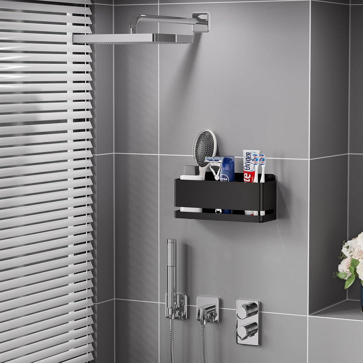 Skiennix Aluminum Electric Toothbrush Holder - Wall Mounted Design | Black, Three Slot Storage