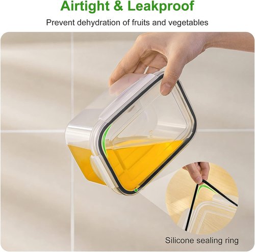 Freshmage Fruit Storage Containers - Airtight Produce Saver with Removable Colander | 6-Piece Set, Large Clear