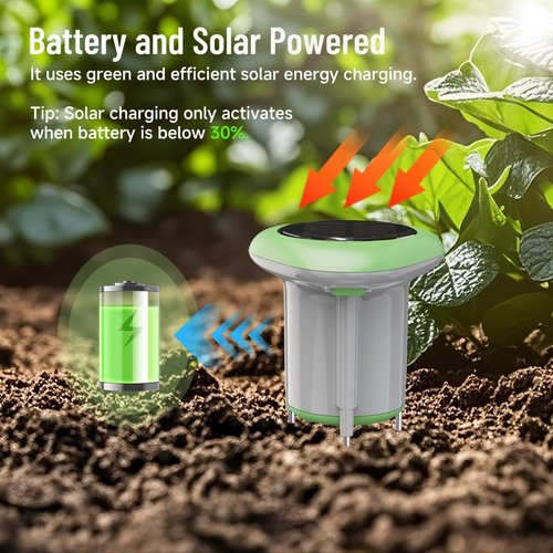 GreenVation 3-in-1 Soil Moisture Meter - Digital Sensor with Temperature & Fertility Alerts | Garden & Lawn Use