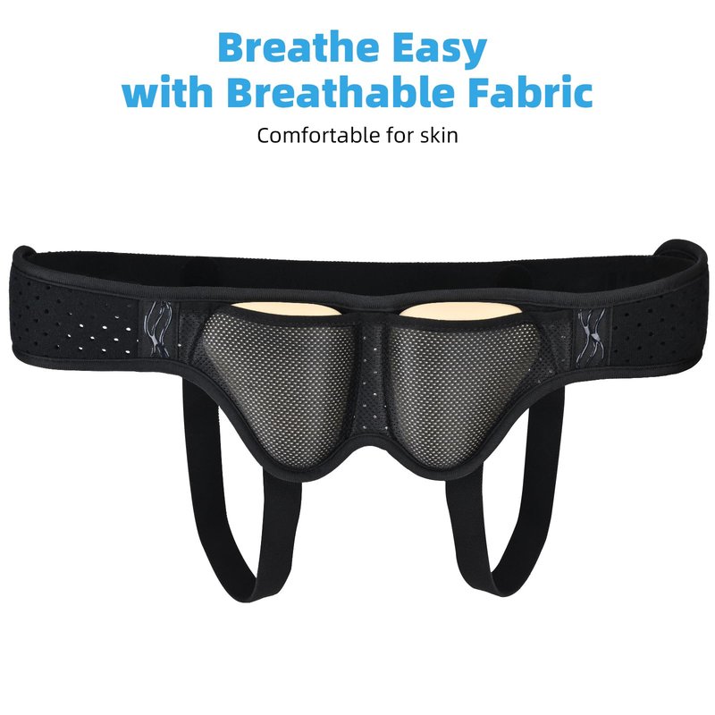Tenbon Inguinal Hernia Belt for Men & Women - Adjustable Bilateral/Double Inguinal, Groin Hernia Support Truss for Pre & Post Surgery with 2 Removable Pads, Breathable & Discreet Wear Under Clothes (Medium)
