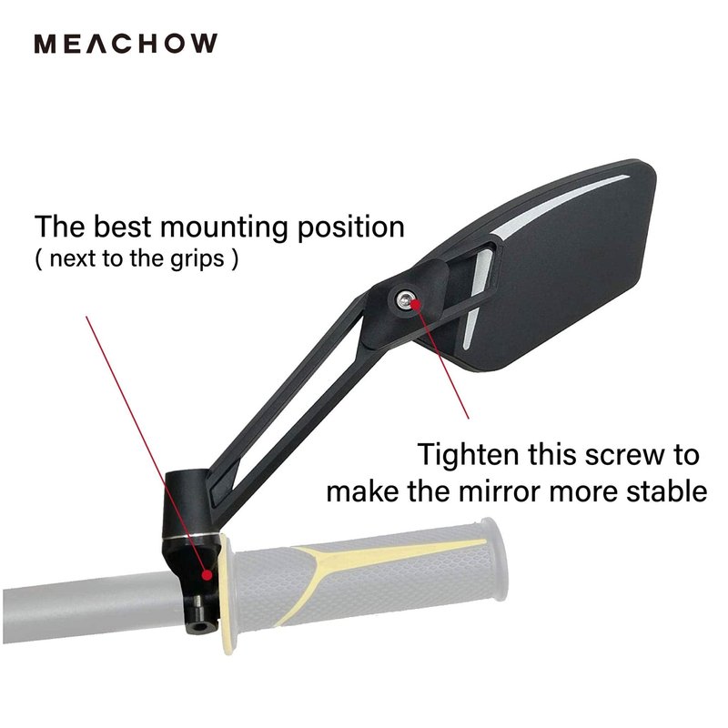 MEACHOW New Scratch Resistant Glass Lens,Handlebar Bike Mirror, Adjustable Safe Rearview Mirror, Bicycle Mirror (Blue Left Side) ME-003LB