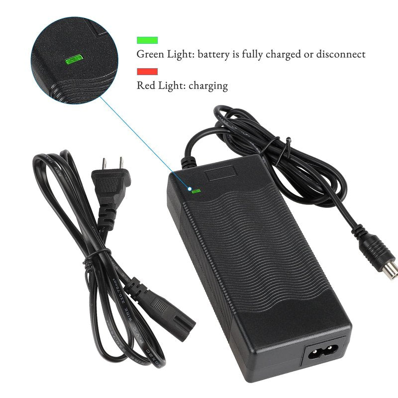 LUCK4U Electric Scooter Charger 42V 2A Power Adapter for Xiaomi and Segway Ninebot Multiple Security Protection Universal Lithium Battery Power Supply - US Plug