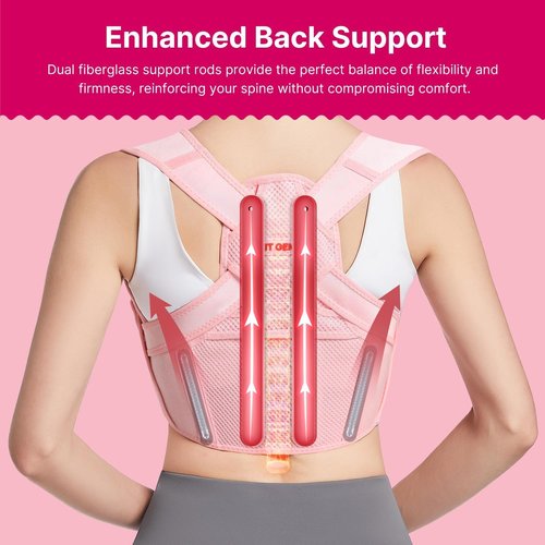 Fit Geno Posture Corrector for Women: Adjustable Lightweight Upper Back Brace for Neck Shoulder & Upper Back Pain Relief - Improve Posture Correct Hunchback Slouching Kyphosis Invisible Under Clothes (M/L Under Bust 32"-45")