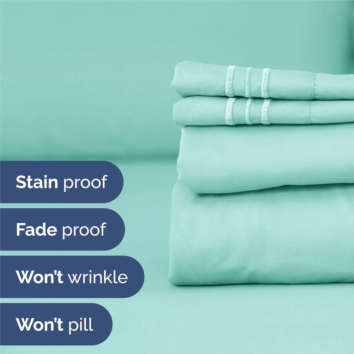 Skiennix Full Size 4-Piece Sheet Set - Comfy, Breathable Cooling Bed Sheets - Ultra-Soft, Deep Pockets, Spa Blue