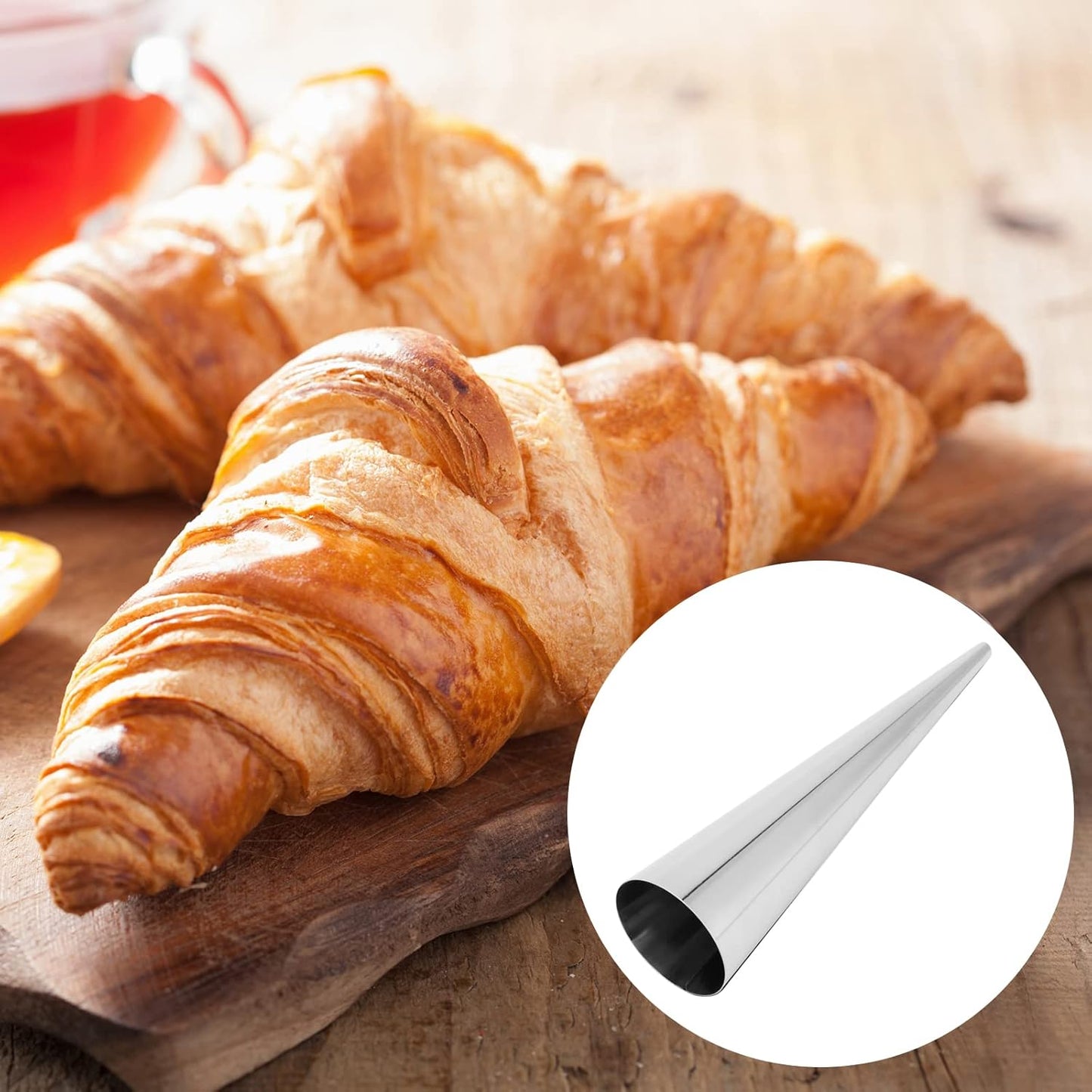 Skiennix Cream Horn Forms - Stainless Steel Cannoli Tubes with Cleaning Brush | 40 PCS, 1.4 x 5.5 Inch, Silver