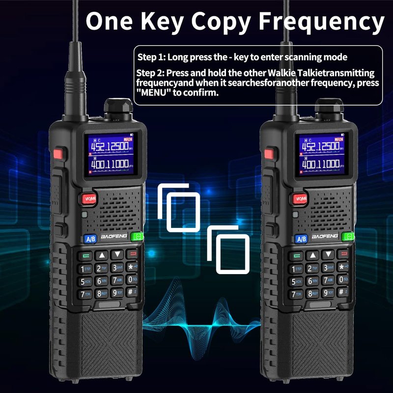 Baofeng Radio Ham Radio Long Range 5RM 10W Handheld NOAA Weather Radio 3800mAh Rechargeable Walkie Talkies for Adults with Programming Cable,USB-C Charging for Hunting Survival Gear,2 Pack