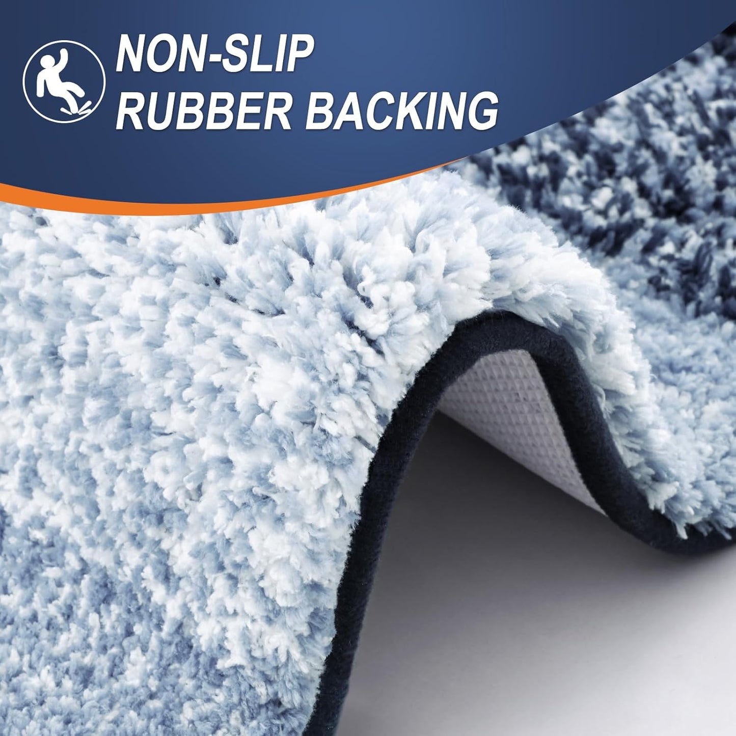 OLANLY Bathroom Runner Rugs - Extra Soft Microfiber, Quick-Dry & Washable | 59x24 Navy Blue Bath Mat