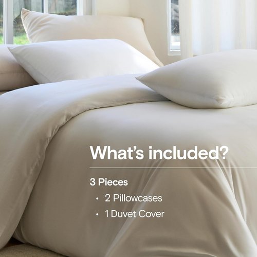 DOZ Duvet Cover Set - Buttery Soft 100% Viscose Bamboo | Cooling & Organically Grown | 90"x90" (Snow, Full/Queen)