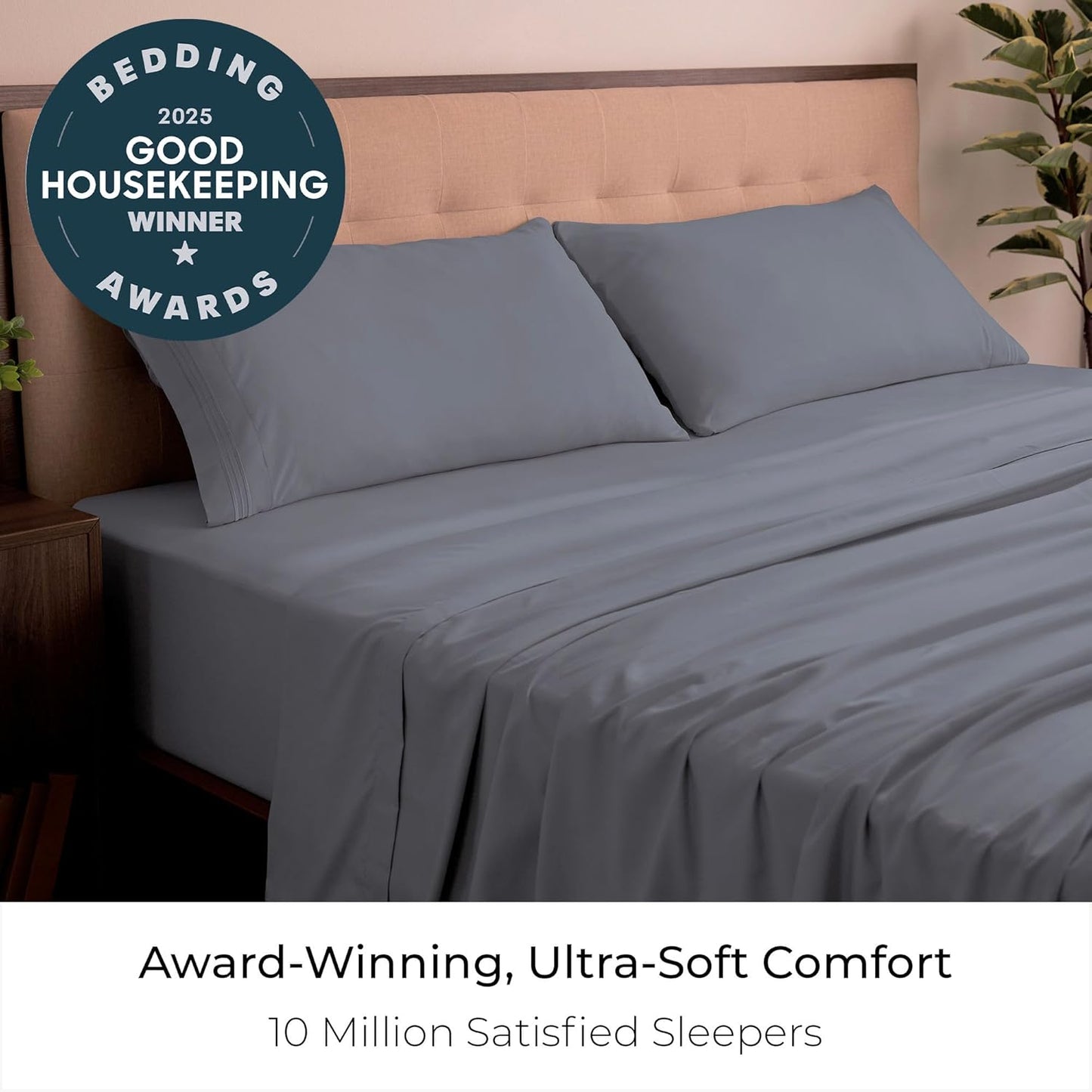 Mellanni King Sheets Set - 4 PC Hotel Luxury Bedding | Extra Soft, Cooling, Wrinkle-Resistant (Mineral Gray)