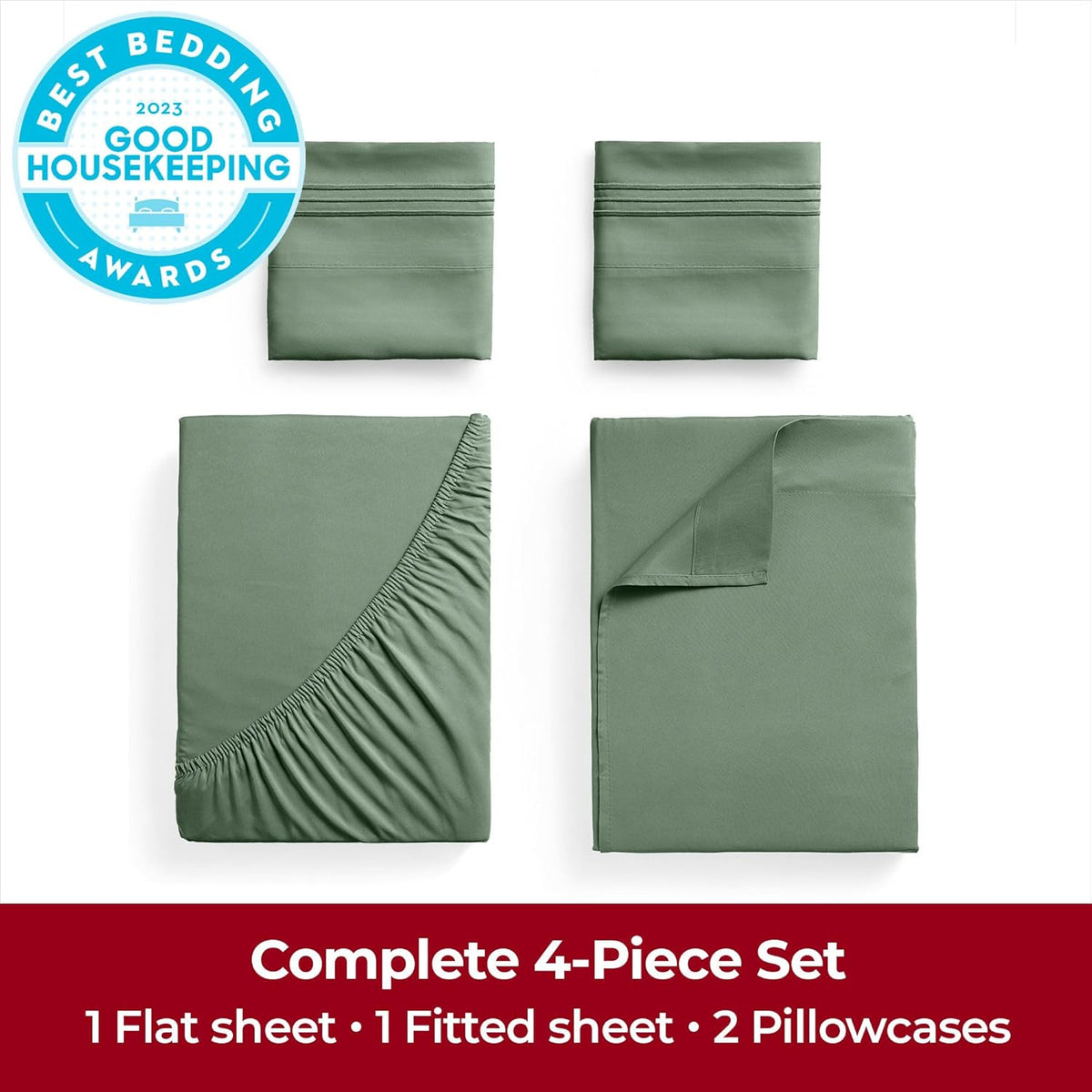 Mellanni Extra Deep Full Sheets - Hotel Luxury, Ultra Soft Cooling Bedding - Wrinkle & Stain Resistant (Full, Sage)