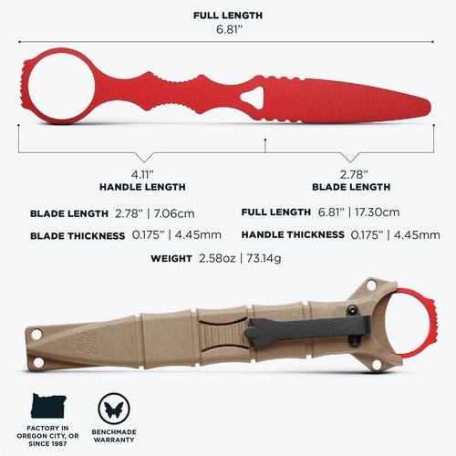 Benchmade - SOCP 176T Tactical Training Dagger Knife with Red 400C Handle (176T)