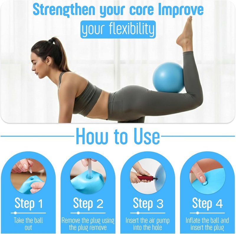 AMAVIK Pilates Kit 15-Piece Home Workout Set with 5 Resistance Bands, Pilates Ring and Ball Sets with Accessories – Complete Pilates Equipment for Women, Flexibility & Balance Training, Purple-Blue