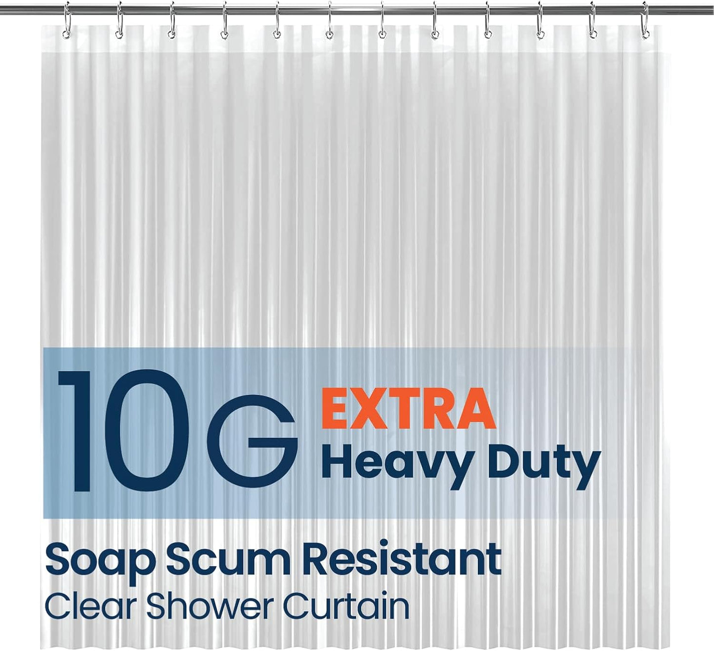 LiBa Waterproof Shower Curtain - Heavy-Duty Non-Toxic PEVA with Rust-Proof Grommets | 72x72 Inches