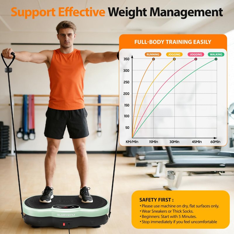 Vibration Plate for Weight Loss & Lymphatic Drainage, Professional Full Body Vibration Machine with Wider Platform, Ultra Stable & Quiet, 120 Speeds, 330lbs Capacity, Home Fitness System