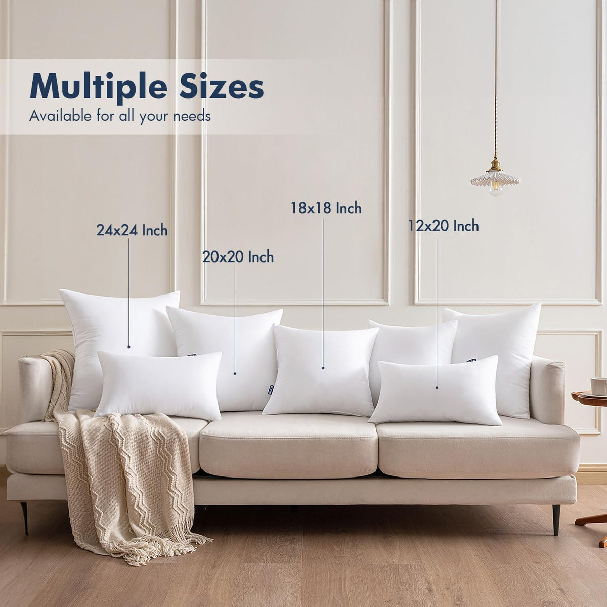 MIULEE Throw Pillow Inserts - Pack of 2 | 26x26 Inch | 100% Virgin Fiber Filling for Ultimate Comfort