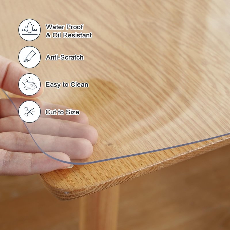 LovePads Clear Table Cover Protector, 18 x 54 Inch 2mm Thick Plastic Table Cover, Table Protector for Dining Room Table, Waterproof Dresser Cover Top for Kitchen, Coffee, Writing Desk