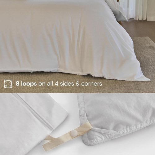 DOZ Duvet Cover Set - Buttery Soft 100% Viscose Bamboo | Cooling & Organically Grown | 90"x90" (Snow, Full/Queen)