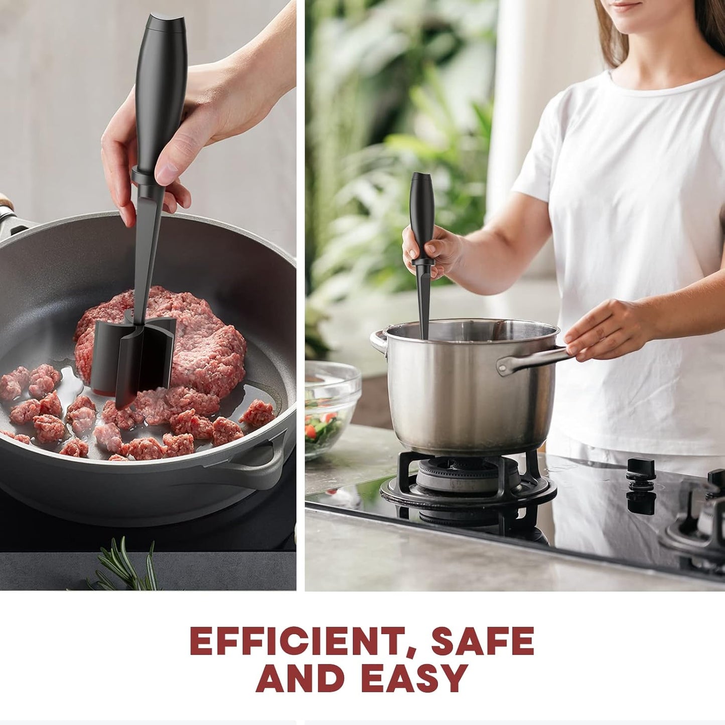 Skiennix Meat Chopper - Premium Heat Resistant Hamburger Smasher for Ground Beef & Turkey | 2 Pcs Set