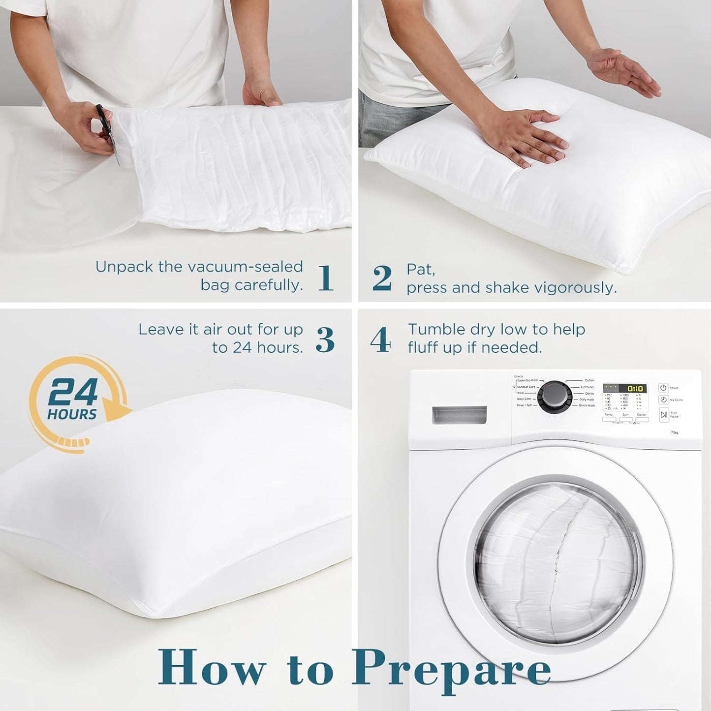 Viewstar King Size Bed Pillows - Set of 2 Soft Down Alternative for All Sleep Positions | White
