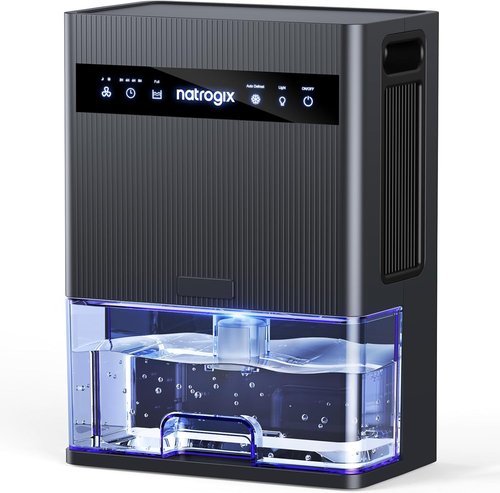 Dehumidifier | Skiennix 106 OZ Quiet Home Dehumidifier for 1000 sq.ft - Auto Shut Off, Timer, 7 Color Light, Grey