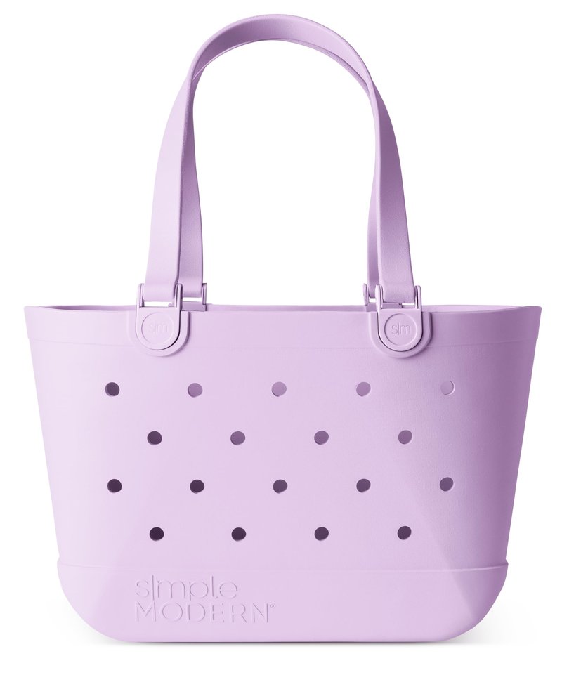 Simple Modern Large Beach Bag | Waterproof Getaway Rubber Tote with Zipper Pocket for Travel, Pool, Boat, Groceries, Sports | Electric Lavender
