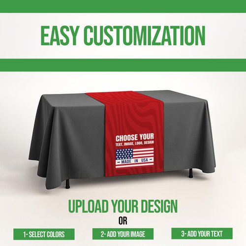 Custom Table Runner for Table by BCB Print - Personalized Table Sign with Your Photo, Text or Logo | HD Print Table Runner for Shows & Events | Fast Delivery | Made in USA | Sizes 12"x72" to 36"x72"