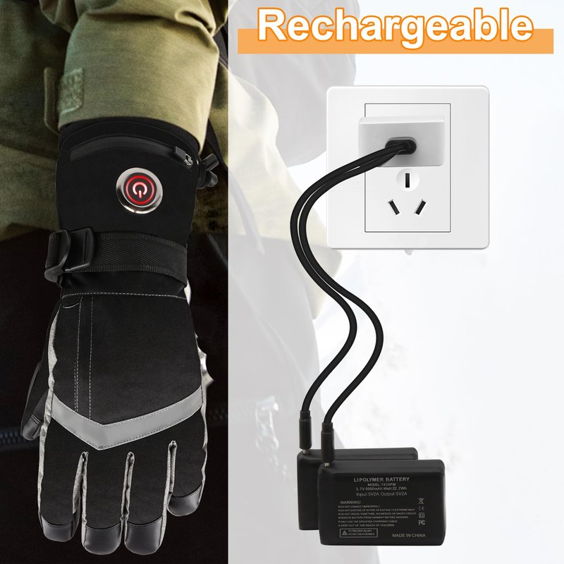 Rabbitroom Upgraded 5V 6000mAh Rechargeable Heated Gloves for Men Women, 3 Heating Levels Waterproof Non-Slip Design Ideal Hand Warmers Perfect for Hunting Skiing Driving Fishing Outdoor Work(Medium)