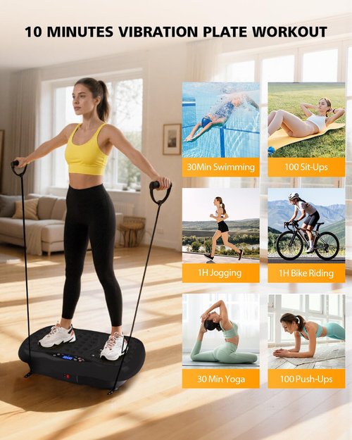 FURFAST Vibration Plate Exercise Machine, 10 Auto Modes/200-Levels Vibrating Plate for Lymphatic Drainage Weight Loss, 450lbs Capacity Whole Body Shake Plate for Women Men