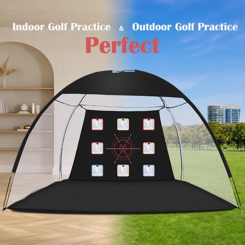 Golf Net, 10 x 7ft Golf Practice Net with Mat for Backyard, Upgraded 420D Oxford Cloth,210G Net for Hitting,Driving for Indoor&Outdoorr